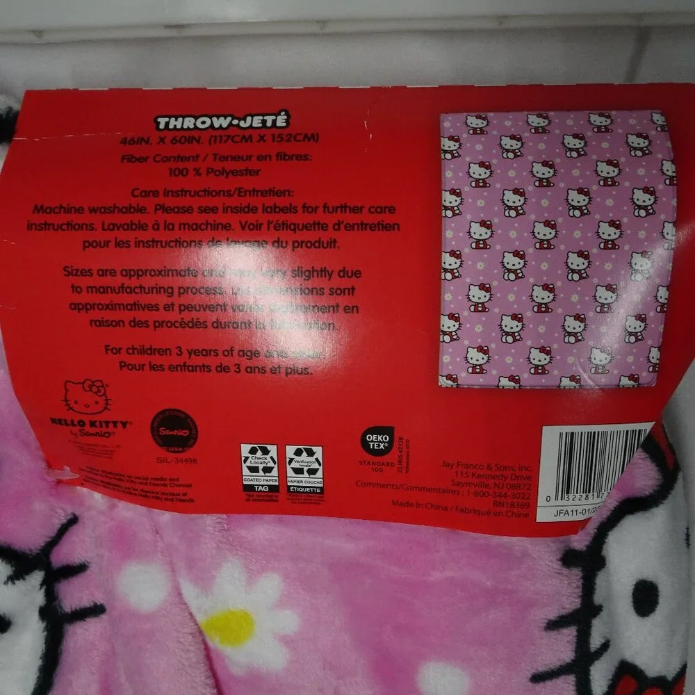 Hello Kitty Super Soft Throw Blanket 46in X 60in